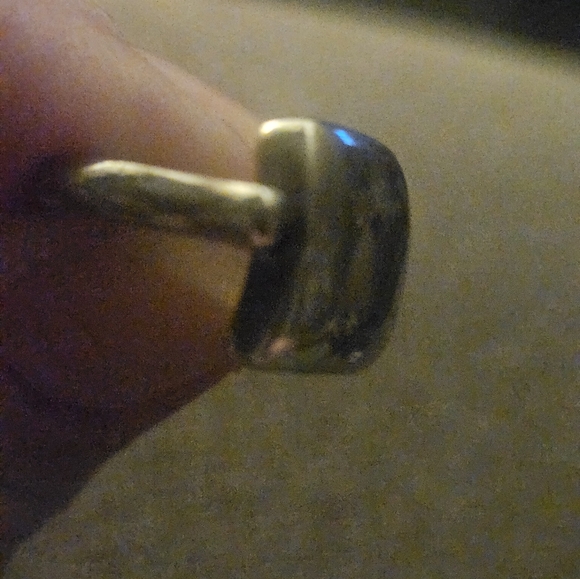 VINTAGE STERLING SET. BANGLE& RING W/THICK,SOLID SQUARE CENTER.RING SPINS!FAB!♡ - Picture 4 of 10